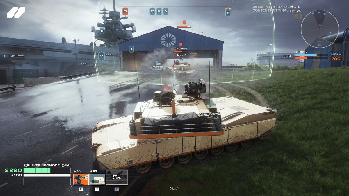 Tank attacking warehouse