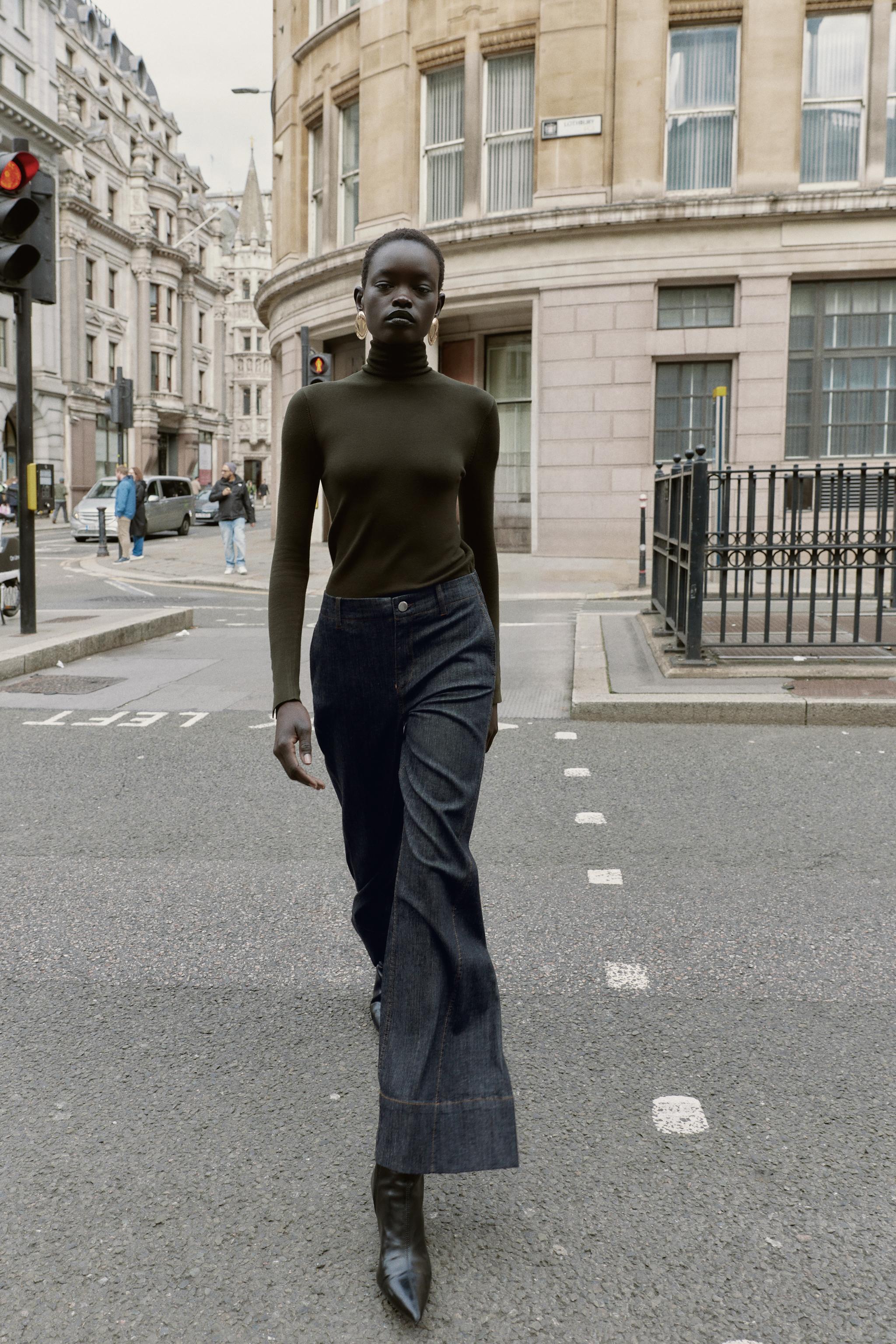 Wide Leg Trousers With Seams