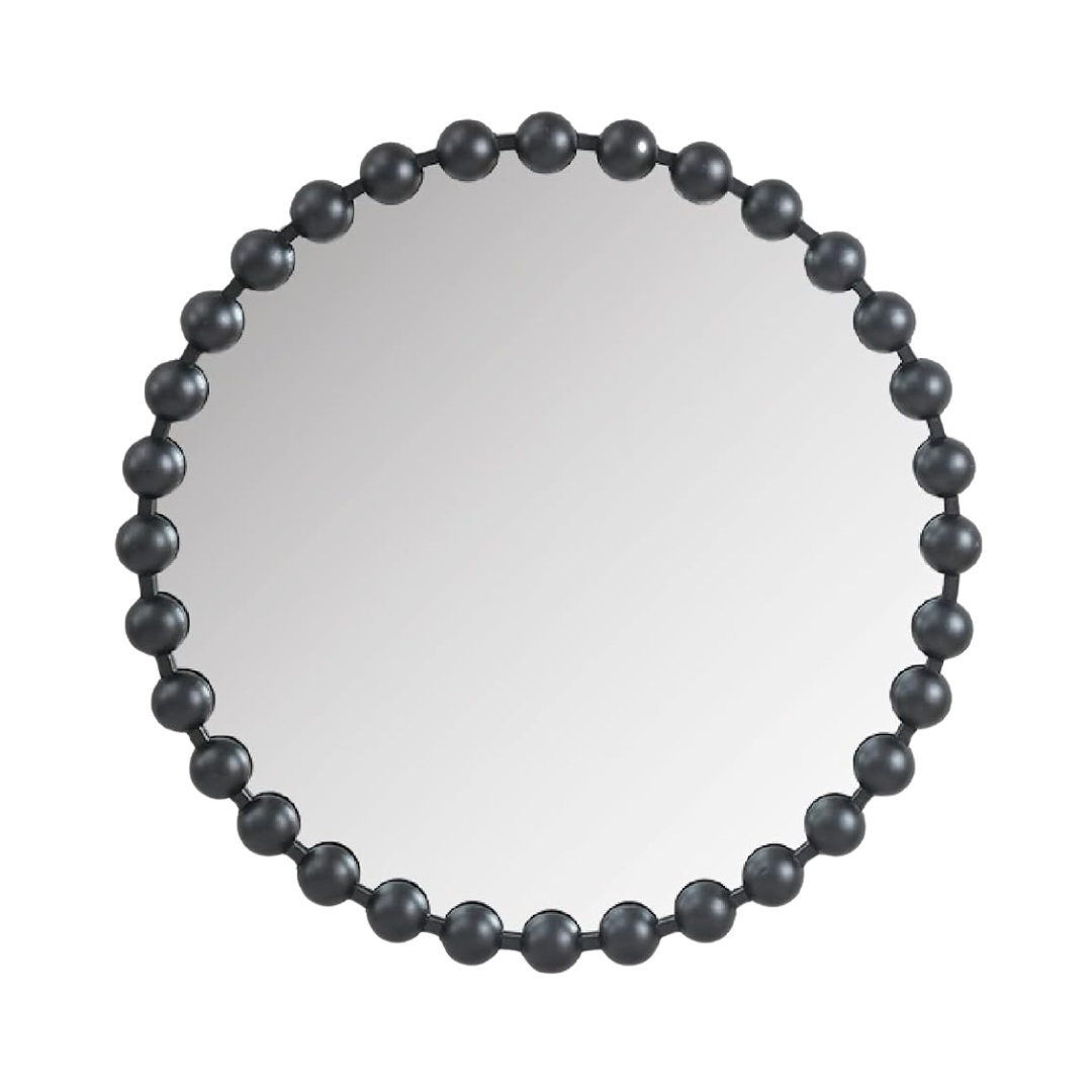 Madison Park Round Mirror, Metal Frame Circle Mirror 27 Inch, Wall Art Decor Mounted Hanging for Entryway, Bathroom, Hallway, Living Room, Vanity, Marlowe, Black