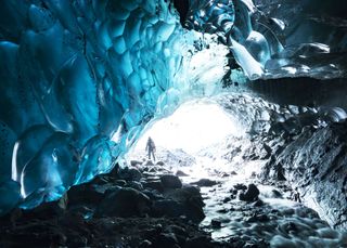 Liquid, Ice, Glacier cave, Freezing, Aqua, Geological phenomenon, Ice cave, Ice cap, Glacial landform, Formation,