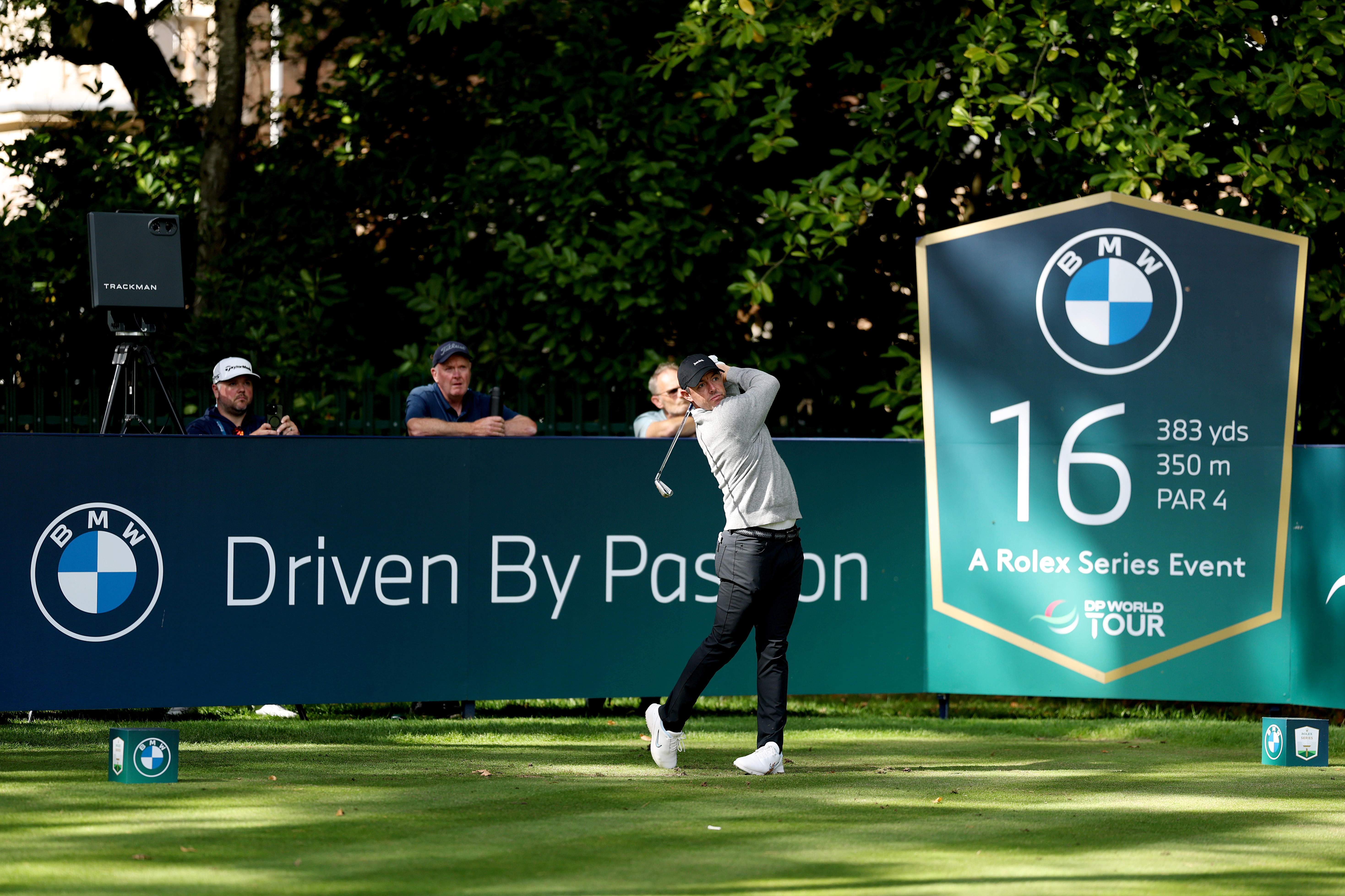 Rory McIlroy hits an iron shot off the tee