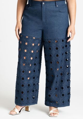 Eloquii, Circular Cutout Denim Pant