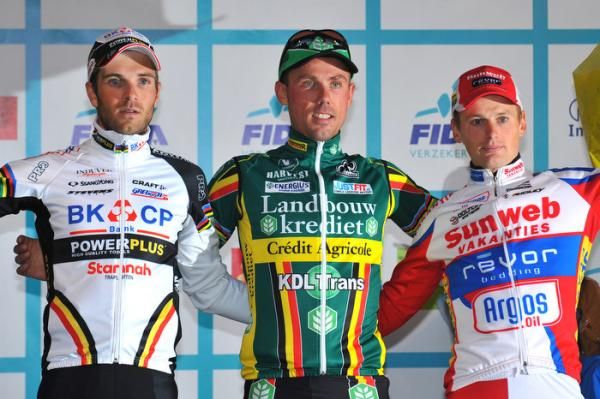 The podium in Niel: Niels Albert, Sven Nys and Kevin Pauwels