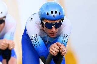 UTRECHT, NETHERLANDS - AUGUST 19: Simon Yates of United Kingdom and Team BikeExchange - Jayco sprints during the 77th Tour of Spain 2022, Stage 1 a 23,3km team time trial in Utrecht / #LaVuelta22 / #WorldTour / on August 19, 2022 in Utrecht, Netherlands. (Photo by Tim de Waele/Getty Images)