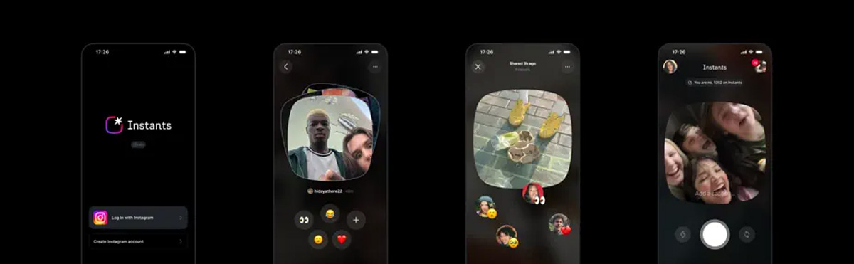 Screenshots of the new Instagram Instants app