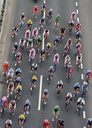 The peloton in the Tour of Britain
