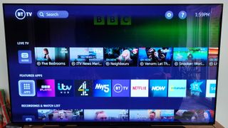 BT TV Box Pro on-screen interface