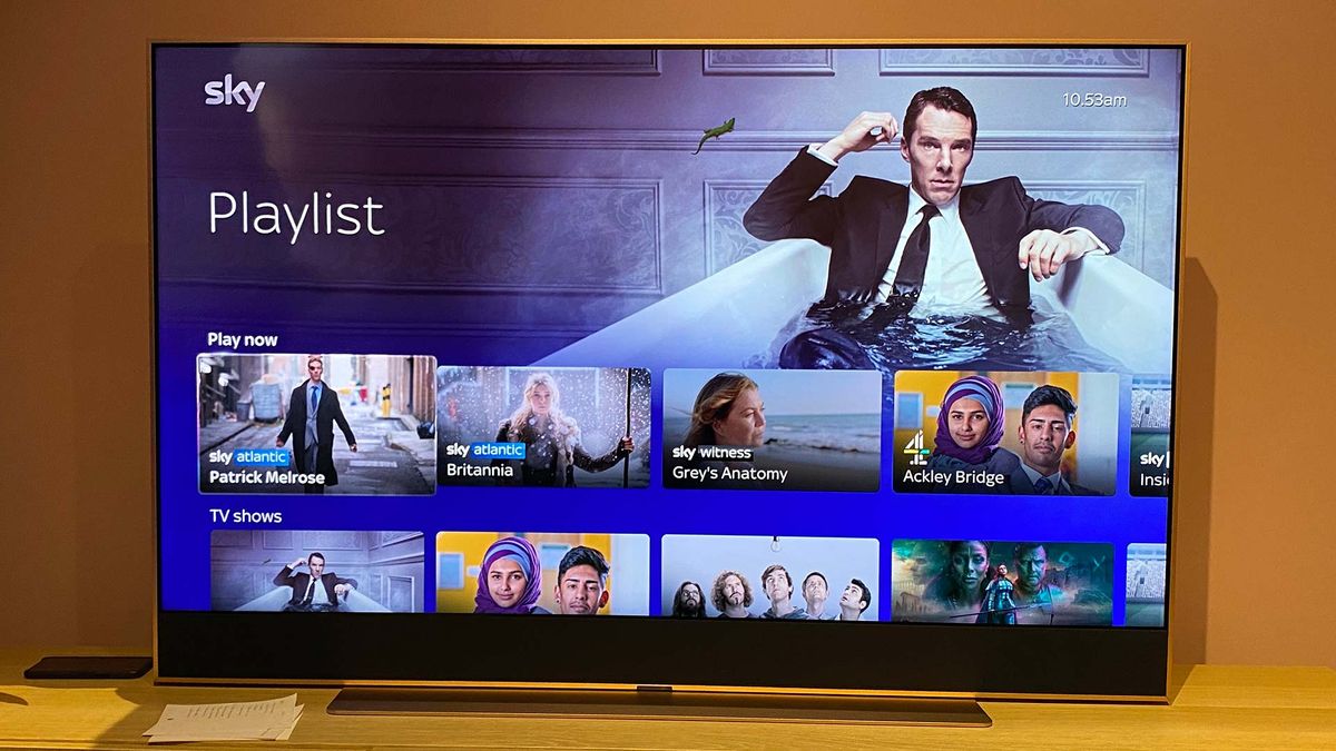 The Sky Glass TV interface showing the Playlist feature