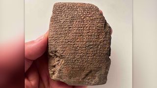 Ancient tablet inscribed with cuneiform text in both the Hittite and Hurrian languages.