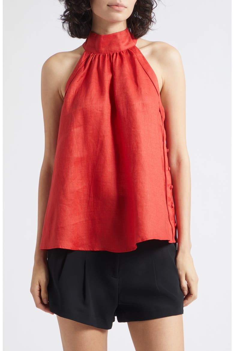 Andi Sleeveless Linen Mock Neck Top