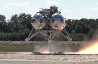 NASA's Morpheus lander lifts off on Feb. 10, 2014 at the Kennedy Space Center's Shuttle Landing Facility in Florida.