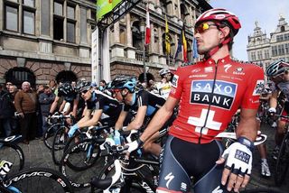 Fabian Cancellara (Saxo Bank) awaits the start.