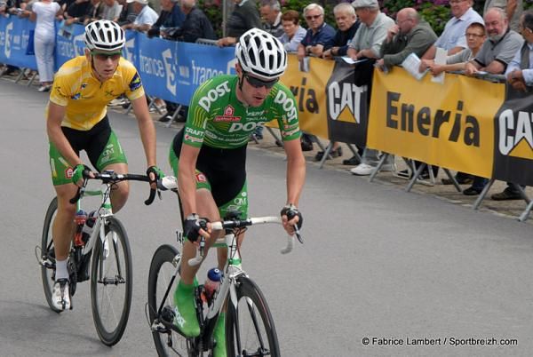 Ronan McLaughlin paces An Post-Sean Kelly teammate and race leader Mark McNally.