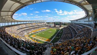 Full stadium during the game between Baylor University and Kansas at McLane Stadium in Waco, TX
