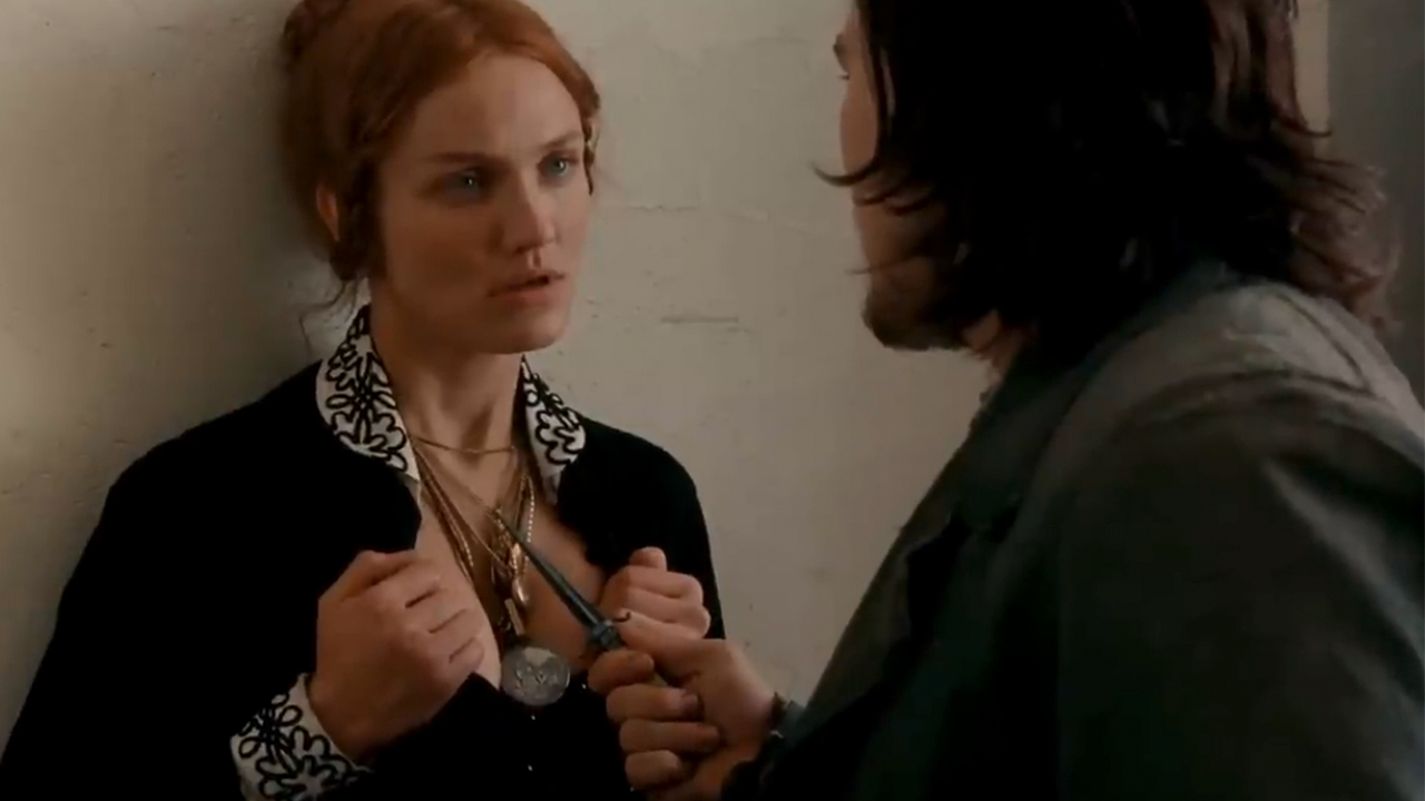 Cameron Diaz and Leonardo DiCaprio in Gangs of New York