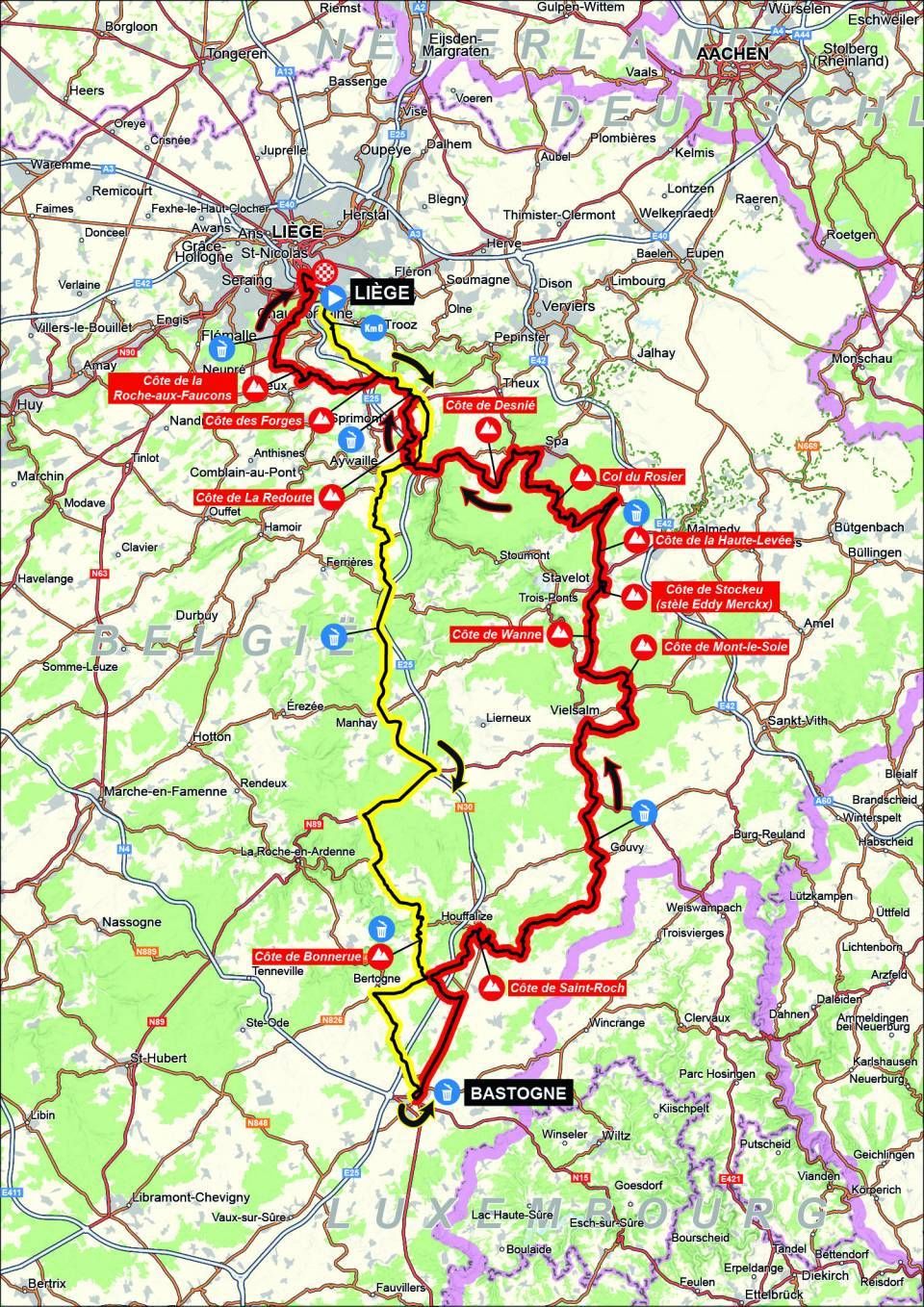 Map of Li&egrave;ge-Bastogne-Li&egrave;ge 2024