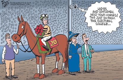Political Cartoon U.S. Kentucky derby electoral college