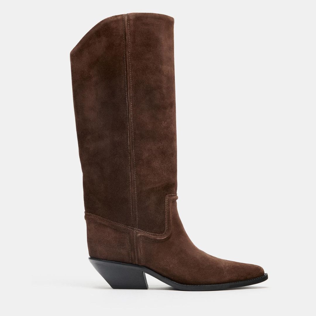Zara Split Suede Cowboy Boots