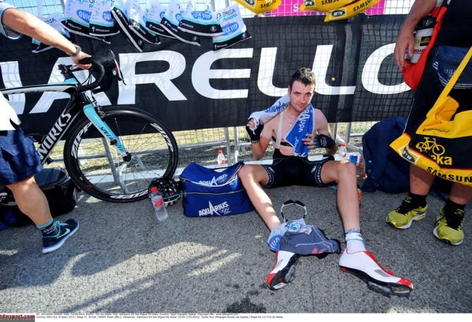 Pieter Serry (Omega Pharma-Quick Step) feeling the heat from today's stage tough summit finish