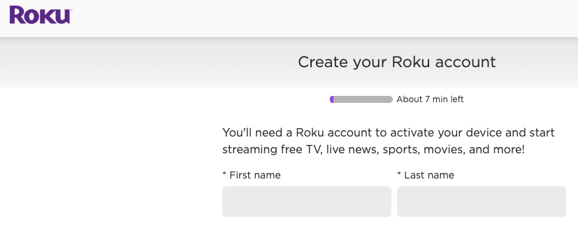 Roku account setup