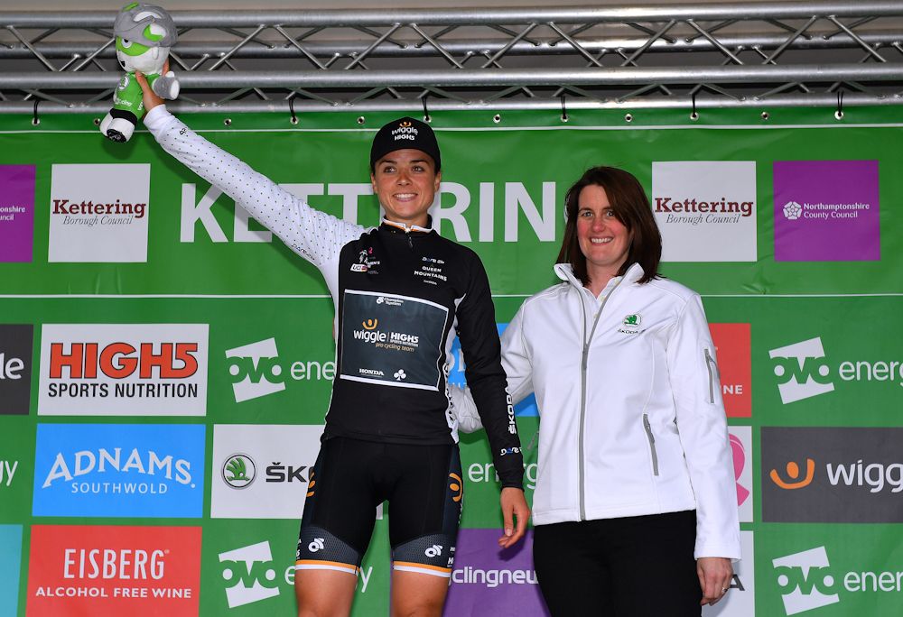 Audrey Cardon-Ragot in the QOM jersey after stage 1 at the Women's Tour