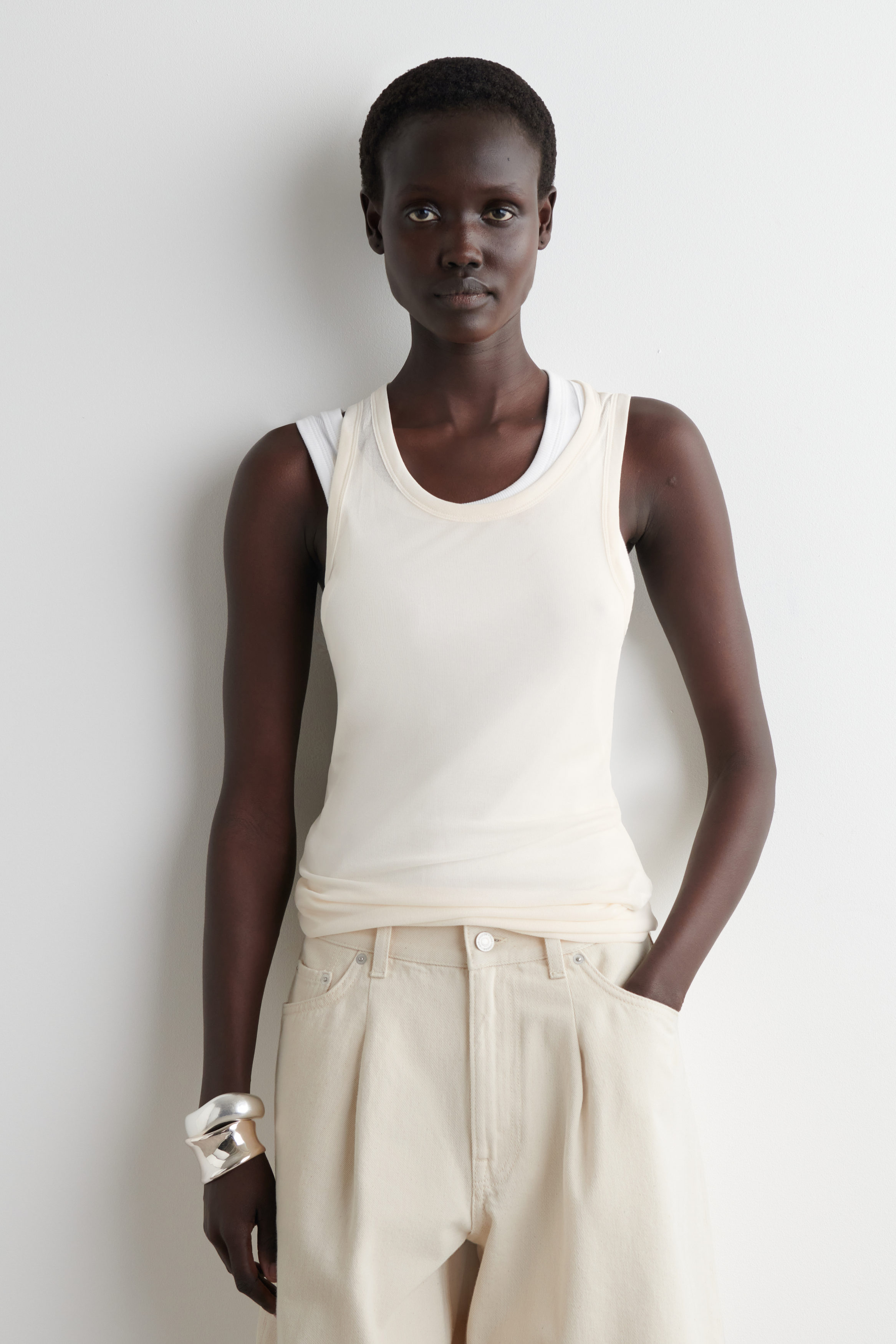 Ribbed Silk Tank Top