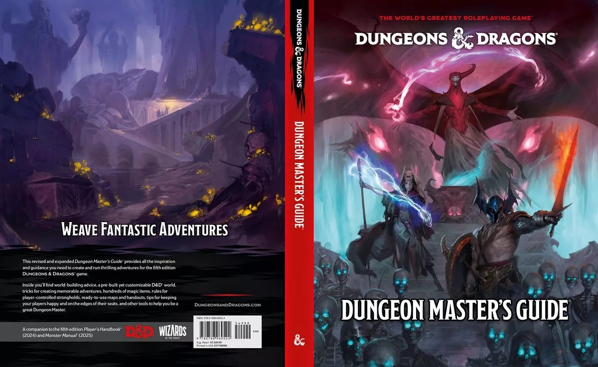 cover art of the back and front of the 2024 Dungeon Master's Guide