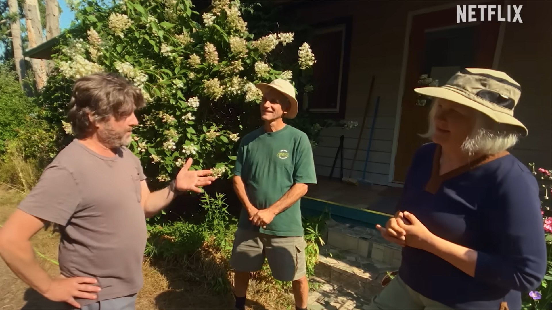 Zach Galifianakis interviewing gardeners on his gardening show on Netflix 'This is a Gardening Show'