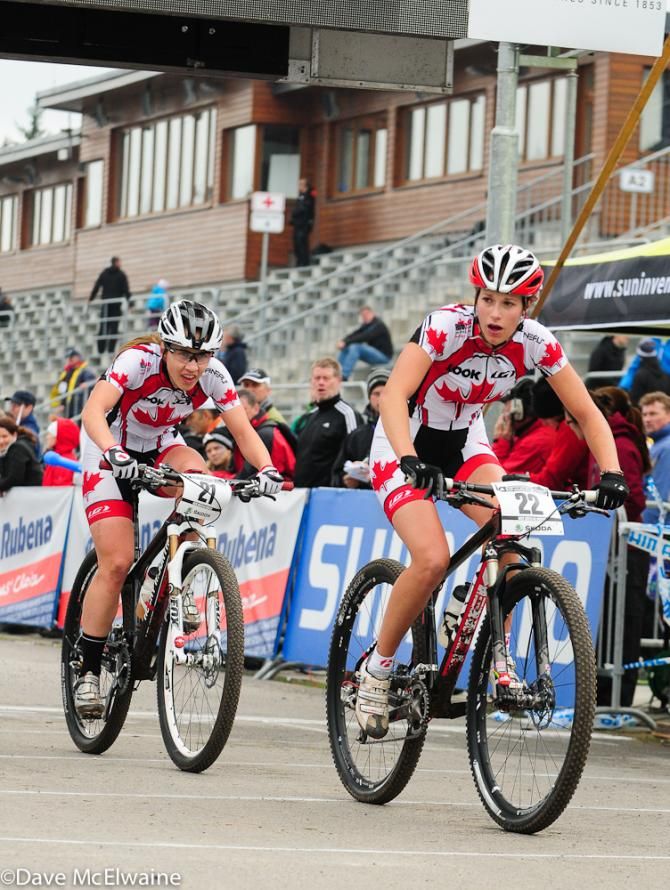 Canadians Cayley Brooks and Andreane Lanthier-Nadeau coming through the start/finish