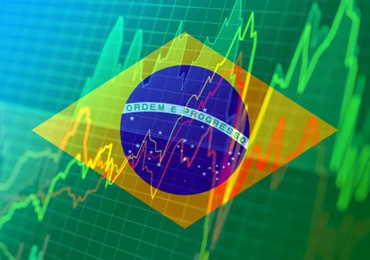 Brazil flag and stock market indicators