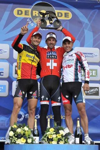 Boonen, Cancellara and Gilbert top the podium in Meerbeke.