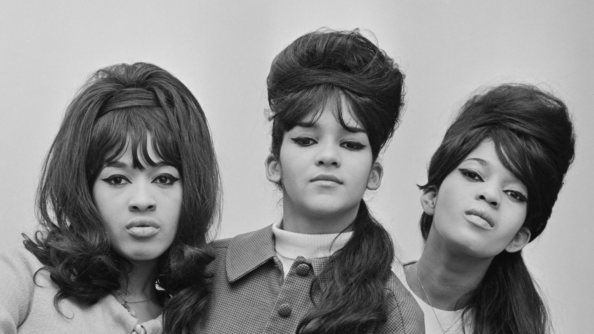 From left to right, Ronettes Veronica Bennett (later Ronnie Spector), Nedra Talley and Estelle Bennett