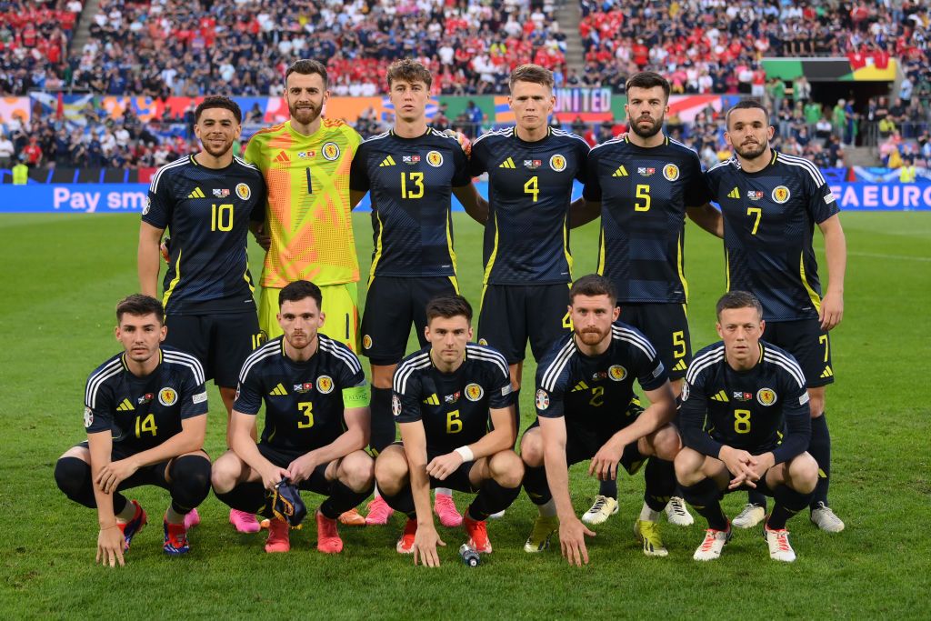 Scotland Euro 2024 squad Players of Scotland pose for a team photograph prior to the UEFA EURO 2024 group stage match between Scotland and Switzerland at Cologne Stadium on June 19, 2024 in Cologne, Germany. (Photo by Stu Forster/Getty Images)