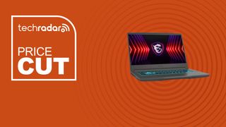 The MSI Thin 15.6-inch Gaming Laptop on an orange background with text saying Price Cut.
