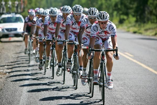 Rock Racing setting tempo at the front.