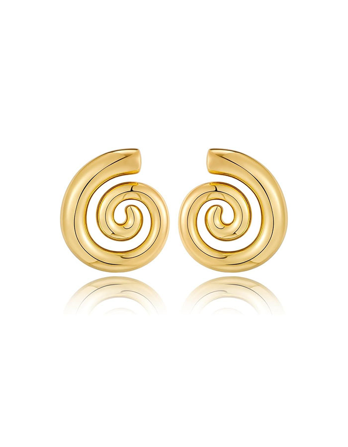 Tovaba Gold Spiral Shell Stud Earrings Hollow Seashell Statement Hypoallergenic Beach Summer Stud Earrings for Women Jewelry Gift