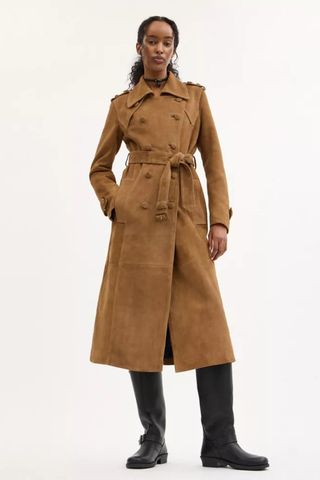 Coach Heritage C Plaque Suede Trench Coat