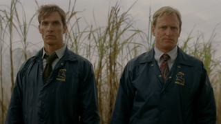 Rust and Marty in a field in True Detective Season 1