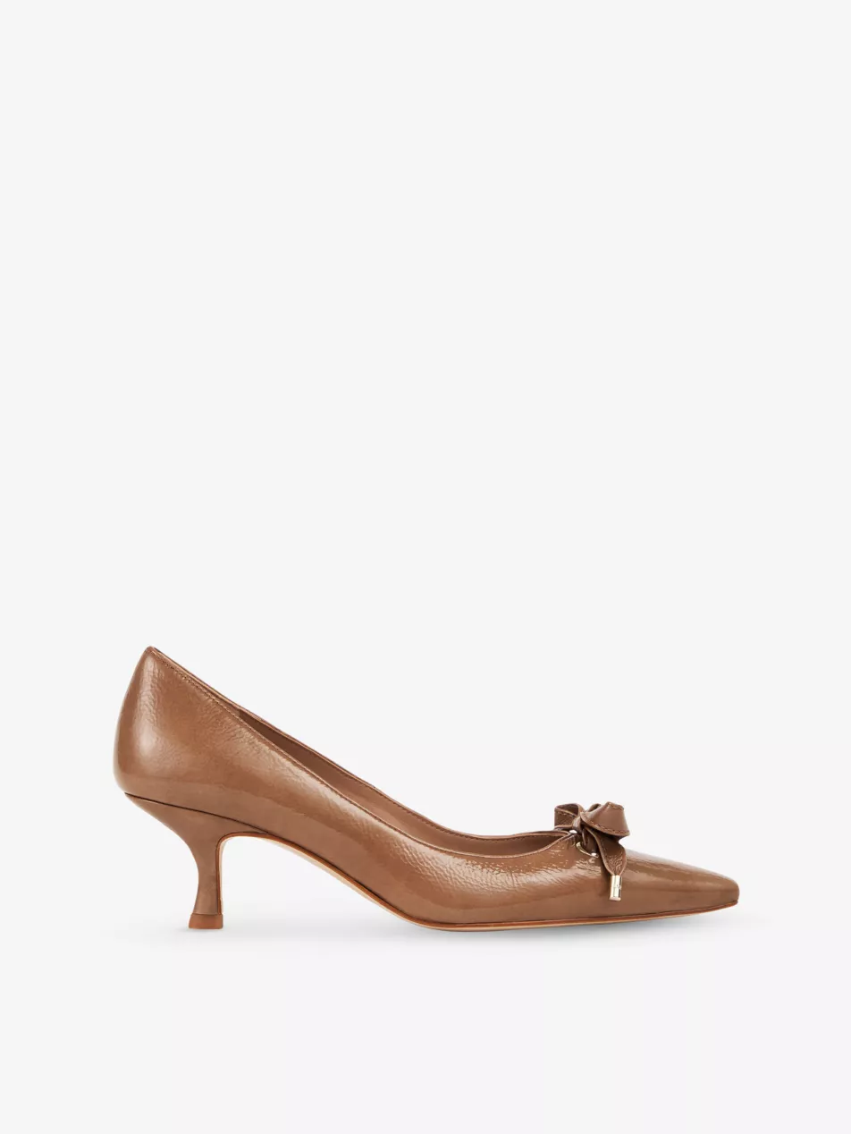 Alma 55 Bow-Embroidered Leather Courts