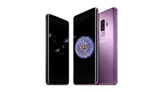 Lilac Samsung Galaxy S9 smartphone with a large screen surrounded by small bezels.