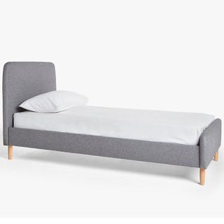 grey upholstered single children's beds