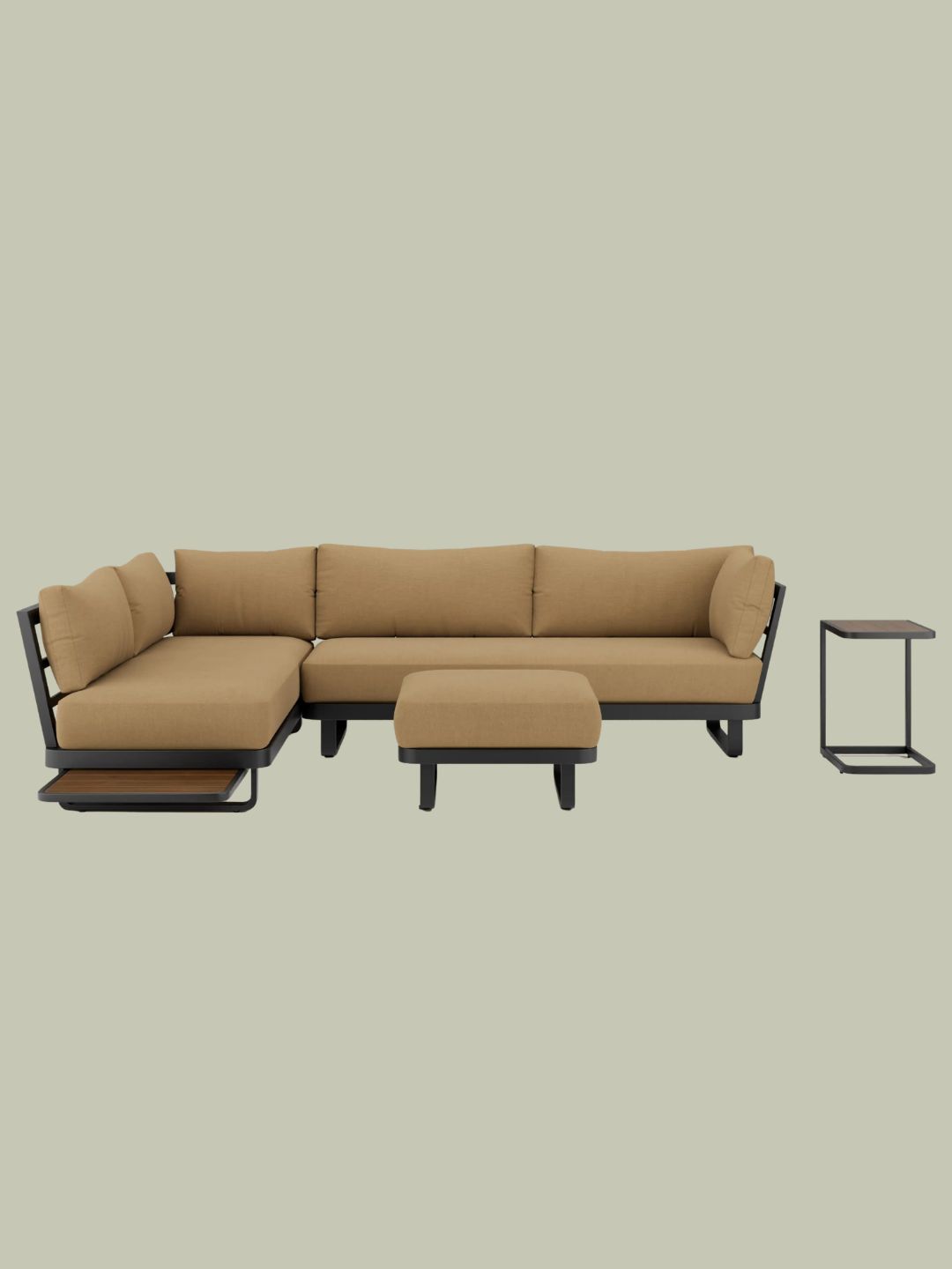 Cult Furniture, Arco Garden Corner Sofa Set - Beige &amp;amp; Charcoal Black