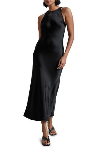 Sleeveless Satin Midi Dress