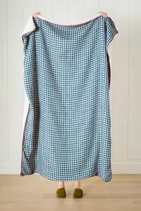 Anthropologie Gauze Cotton Sherpa Floral Printed Throw Blanket