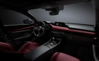 Mazda 3 interior in Burgandy