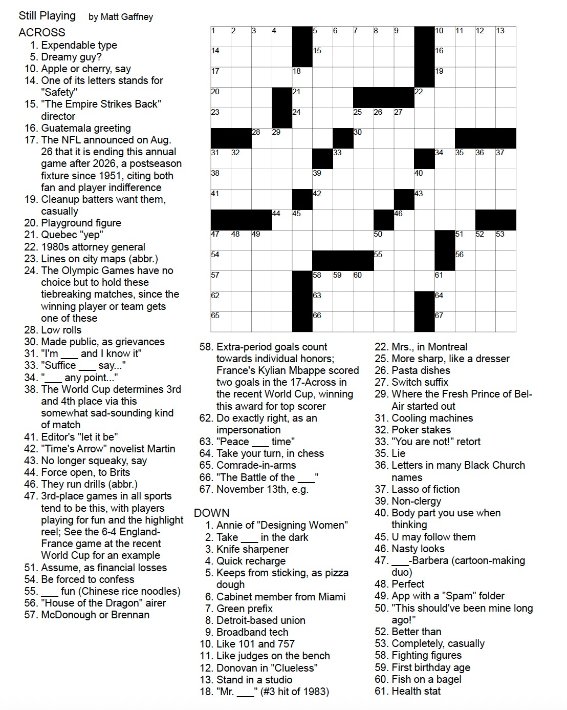 An unsolved crossword puzzle.
