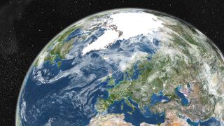 earth from space with europe, the arctic and northern africa in view