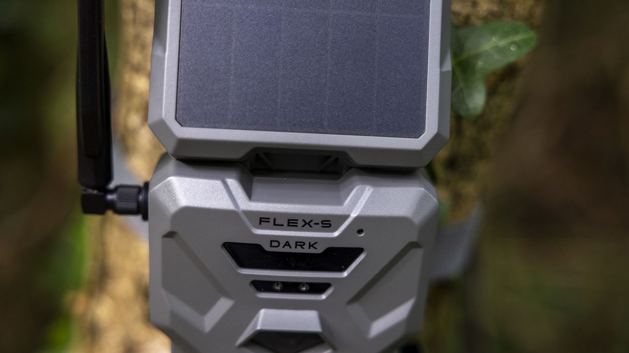 The Spypoint FLEX-S-Dark trail camera solar panel up-close