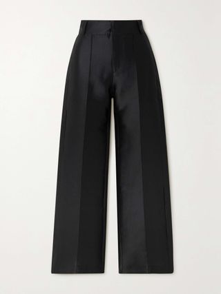 Yoshitomo Pleated Faille Wide-Leg Pants