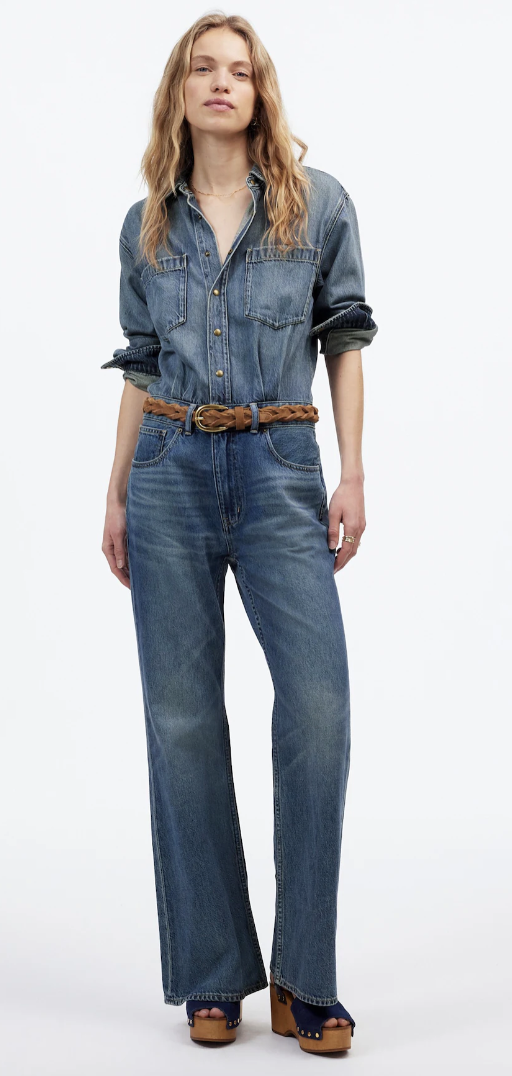 Madewell, Denim Relaxed Flare Jumpsuit in Croswell Wash